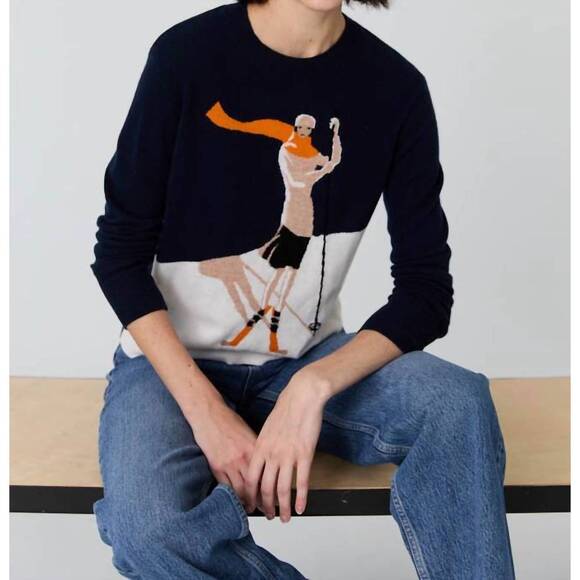 AUTUMN CASHMERE Sweaters - NEW AUTUMN CASHMERE vintage ski cashmere sweater in navy